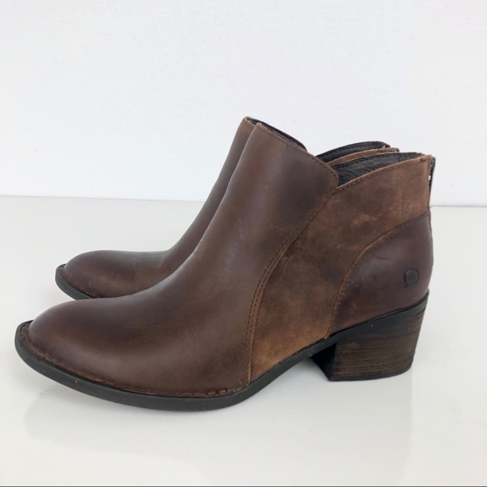 Born Brown Leather Ankle Booties